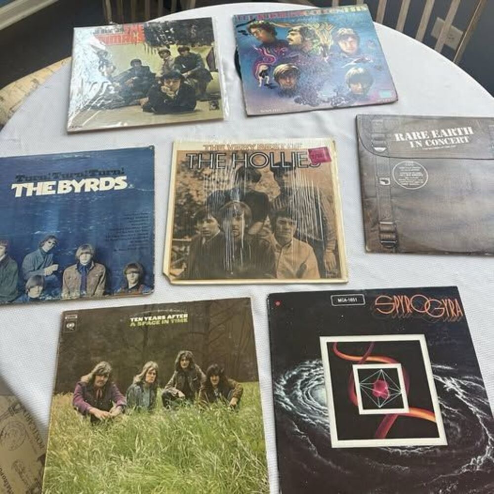 Vintage Classic Rock Vinyl LP Lot Byrds Hollies Animals Rare Earth 7 Records